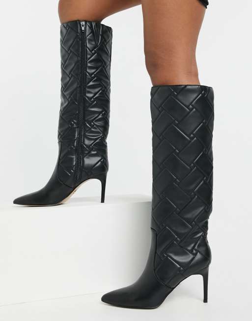 Kurt Geiger London Bickley quilted knee high point in black | ASOS