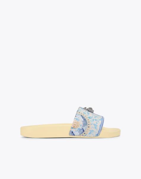 Kurt Geiger London Brixton poolslide flat sandals in blue pale combination - view 1
