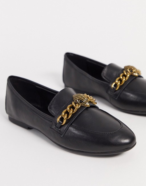 Kurt Geiger London Chelsea eagle chain loafers in black leather