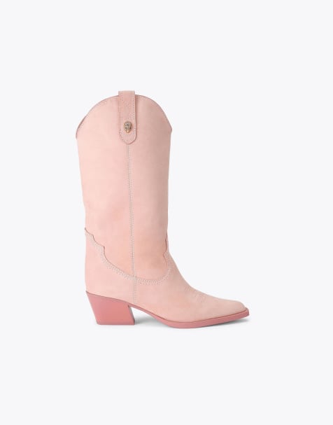 Kurt Geiger London Kc kiss cowboy boot knee boots in pale pink - view 1