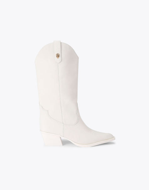 Kurt Geiger London Kc kiss cowboy boot knee boots in white comb - view 1