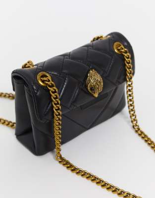 kurt geiger mini kensington black leather cross body bag with chain