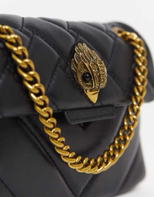 BLACK LEATHER KENSINGTON X BAG Gold Quilted Leather Bag by KURT GEIGER  LONDON