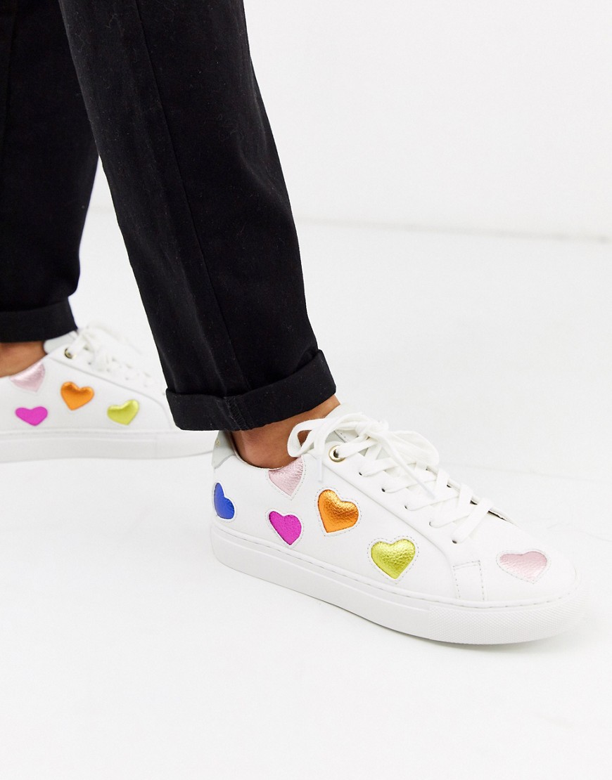 Kurt Geiger London – Lane Love – Sneakers med olikfärgade hjärtan-Flerfärgad