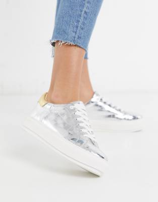 kurt geiger silver trainers