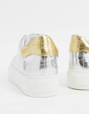 kurt geiger metallic trainers