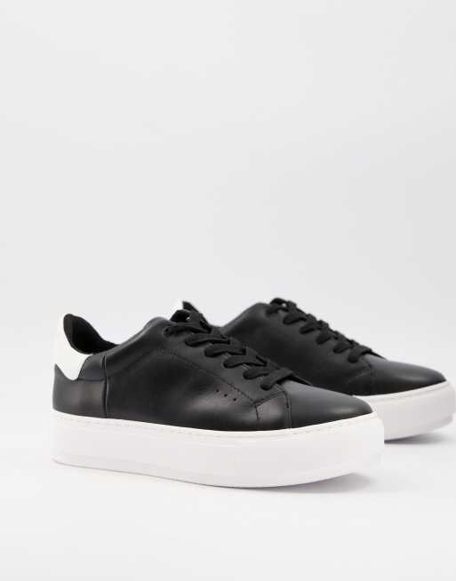 Kurt Geiger London Laney white trim trainers in black leather