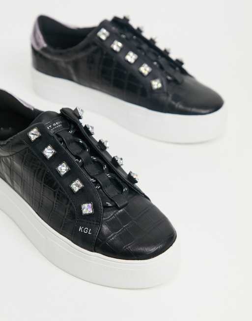 Kurt geiger black womens trainers sale