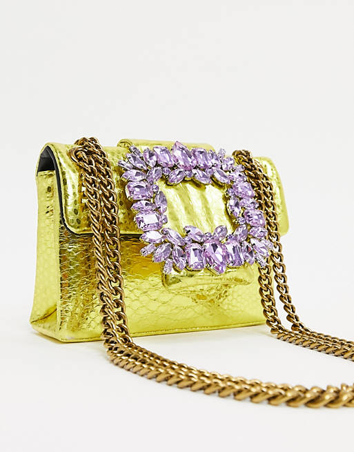 Kurt Geiger London Mayfair mini bag in gold leather | ASOS