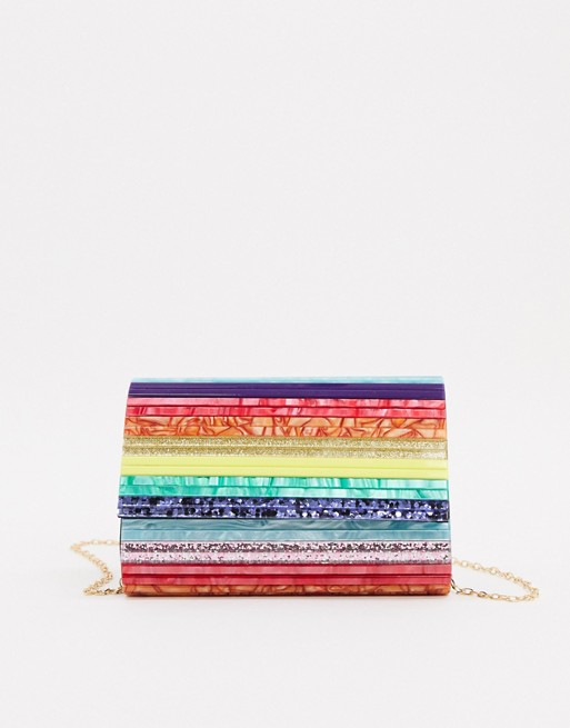 Kurt Geiger London party envelope clutch bag with chain in multi