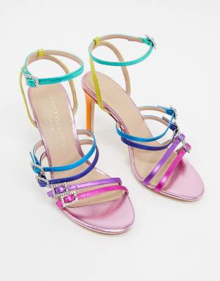 Kurt Geiger London Pierra heel sandal in rainbow leather | ASOS