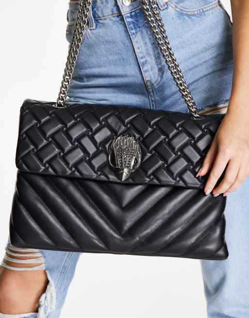 Kurt Geiger London XXL Kensington quilted bag in black and silver