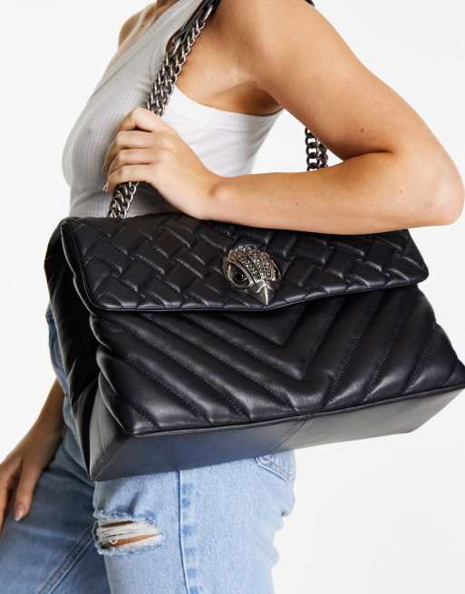 Kurt Geiger London XXL Kensington quilted bag in black and silver