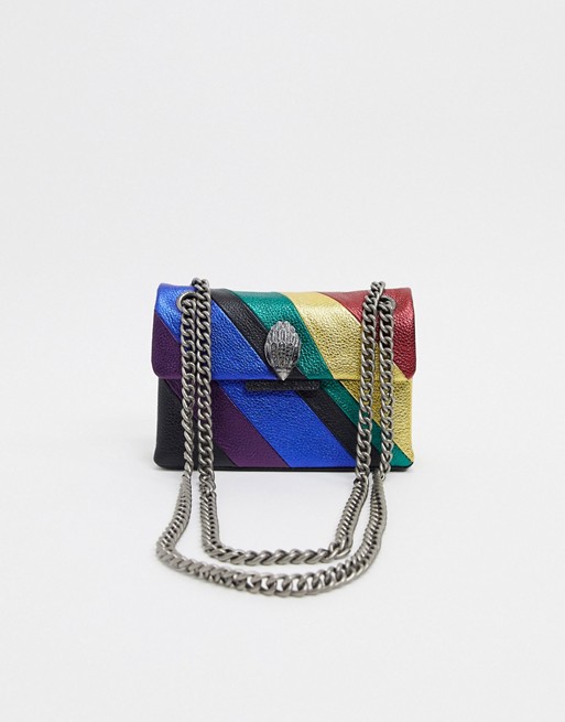 Kurt Geiger Mini Kensington leather rainbow cross body bag with chain