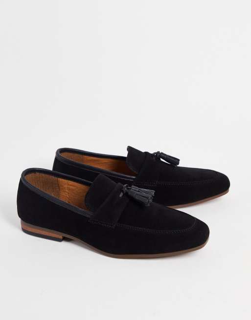 Kurt Geiger - Mocassini in camoscio nero con nappe