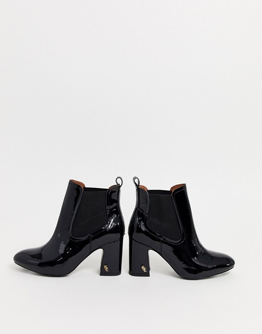 Kurt Geiger Rylan black patent heeled ankle boots