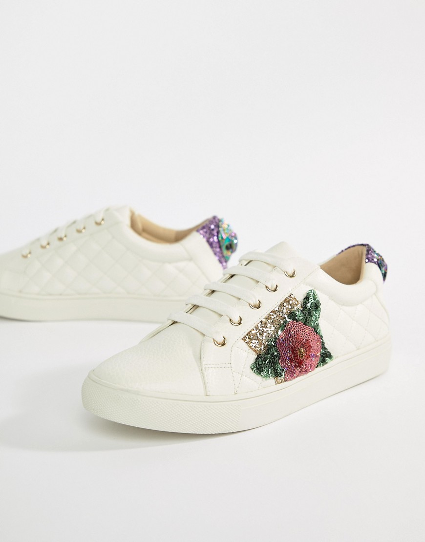 Kurt Geiger – Sneakers med liljevit regnbåge och blomma