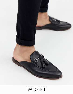 black backless loafers