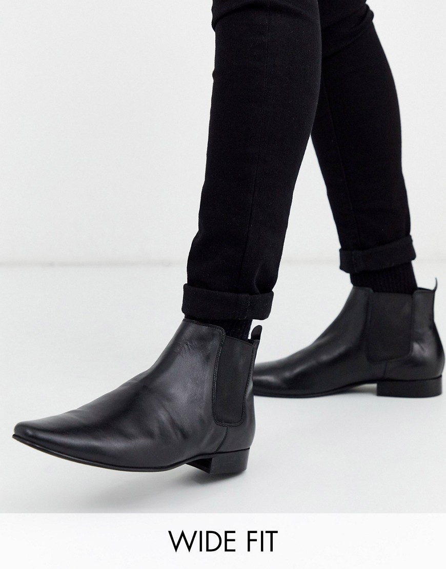 Kurt Geiger wide fit leather chelsea boot in black