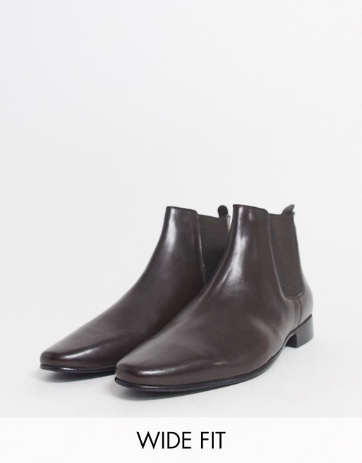 Kurt Geiger wide fit leather chelsea boot in brown