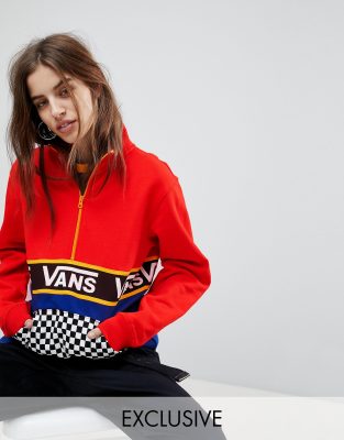 vans checkered hoodie red