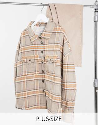 Топы Куртка-рубашка в клетку в стиле oversize из ткани с добавлением шерсти Native Youth Plus-Многоцветный
