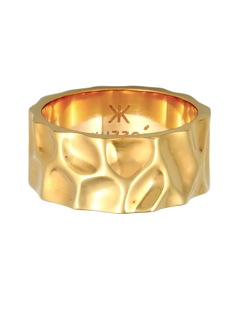 Kuzzoi - Bague en argent massif 925 effet martelé - Doré - view 1