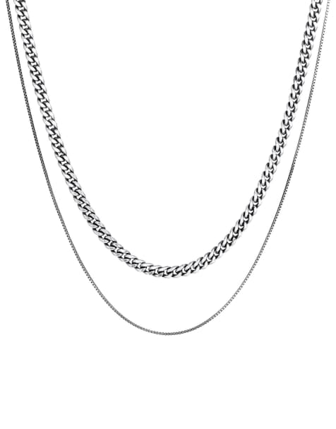 Kuzzoi - Collier à maillons en argent massif 925 pour homme - Gris - view 1