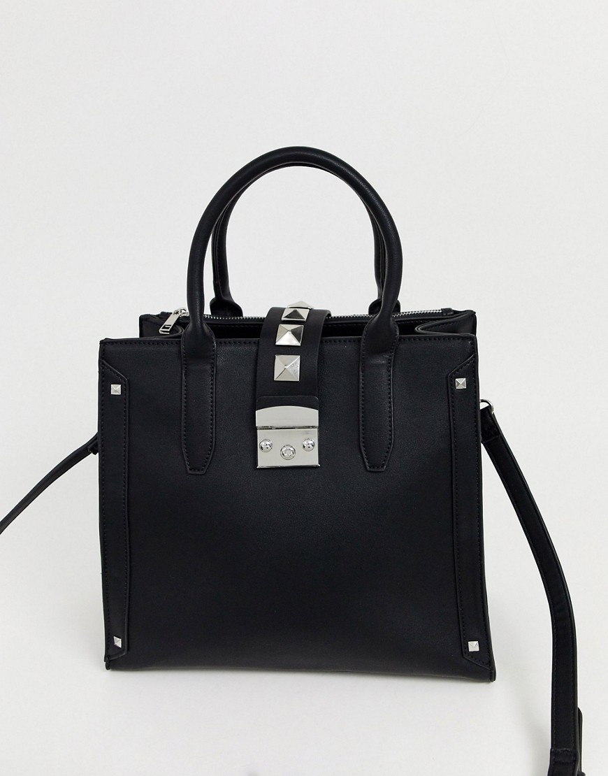 фото Квадратная сумка-тоут с заклепками asos design-черный