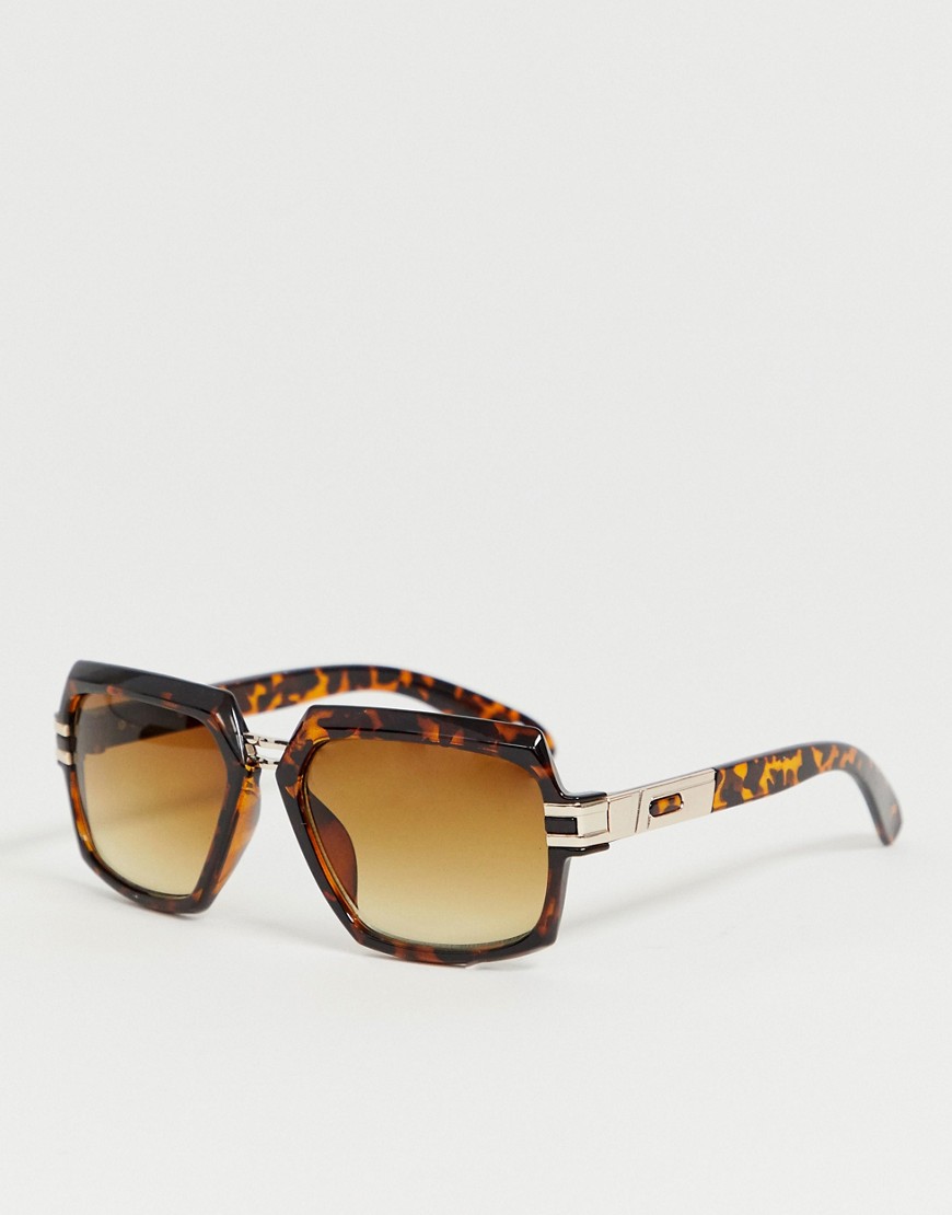 фото Квадратные солнцезащитные очки с пластиковой черепаховой оправой и градиентными стеклами asos design-коричневый