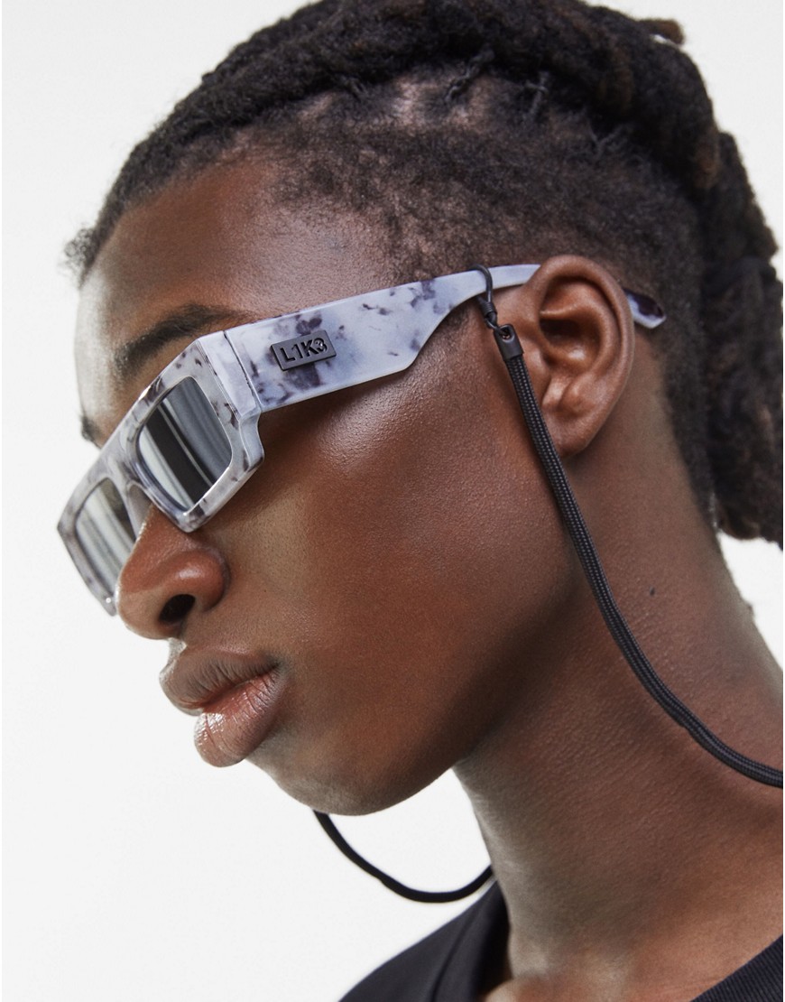 фото Квадратные солнцезащитные очки серого цвета с мраморным принтом bershka-серый