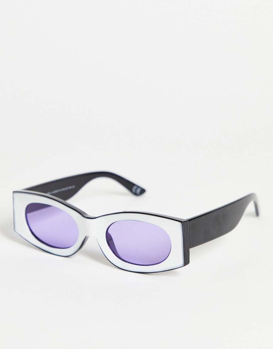 фото Квадратные солнцезащитные очки в белой оправе с фиолетовыми стеклами asos design-многоцветный