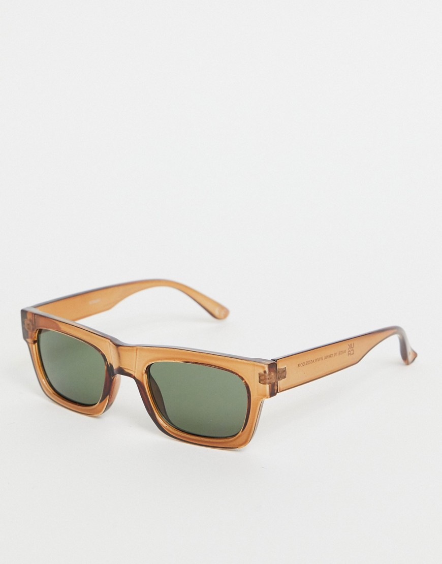 фото Квадратные солнцезащитные очки в коричневой пластмассовой оправе с дымчатыми линзами в стиле 70-х asos design-коричневый цвет