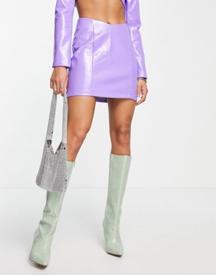 Kyo The Brand leather look high wasit mini skirt co ord in purple