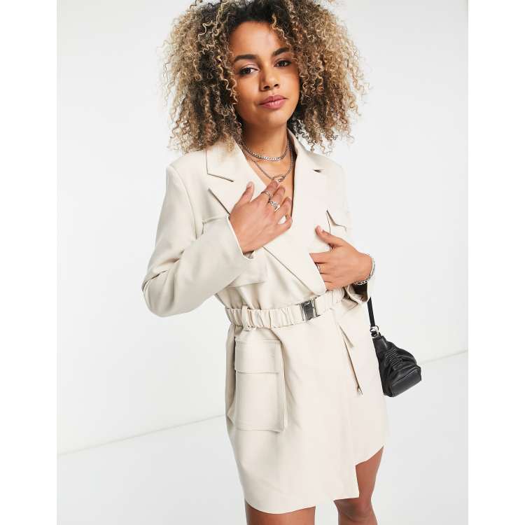 White fitted shop blazer dress