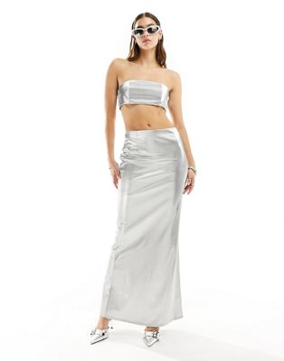 Kyo The Brand bandeau crop top co-ord in silver - ASOS Price Checker