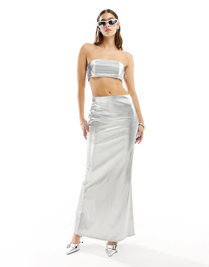 The Brand bandeau crop top in silver - part of a set
