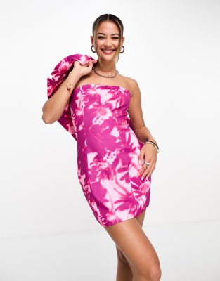 Kyo The Brand Bandeau Mini Dress In Pink Dye Print - Part Of A Set-multi