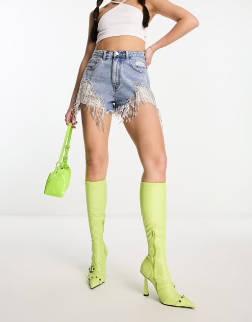 Kyo The Brand – Blåtvättade jeansshorts med utsmyckade, slitna detaljer, 2 av 4