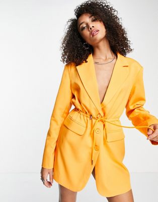 Kyo The Brand blazer dress with draw cord waist detail in orange - ASOS Price Checker