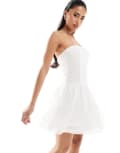 [KYO] Kyo The Brand chiffon bandeau ruffle hem mini dress in white 10 WHITE