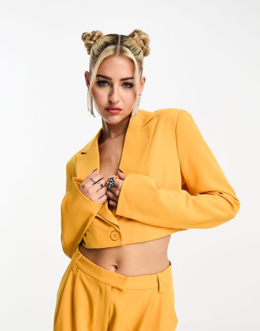 Kyo The Brand cropped blazer in orange (part of a set)