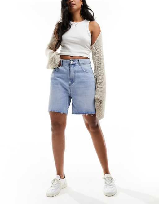 Kyo The Brand denim longline board shorts in light blue wash ASOS