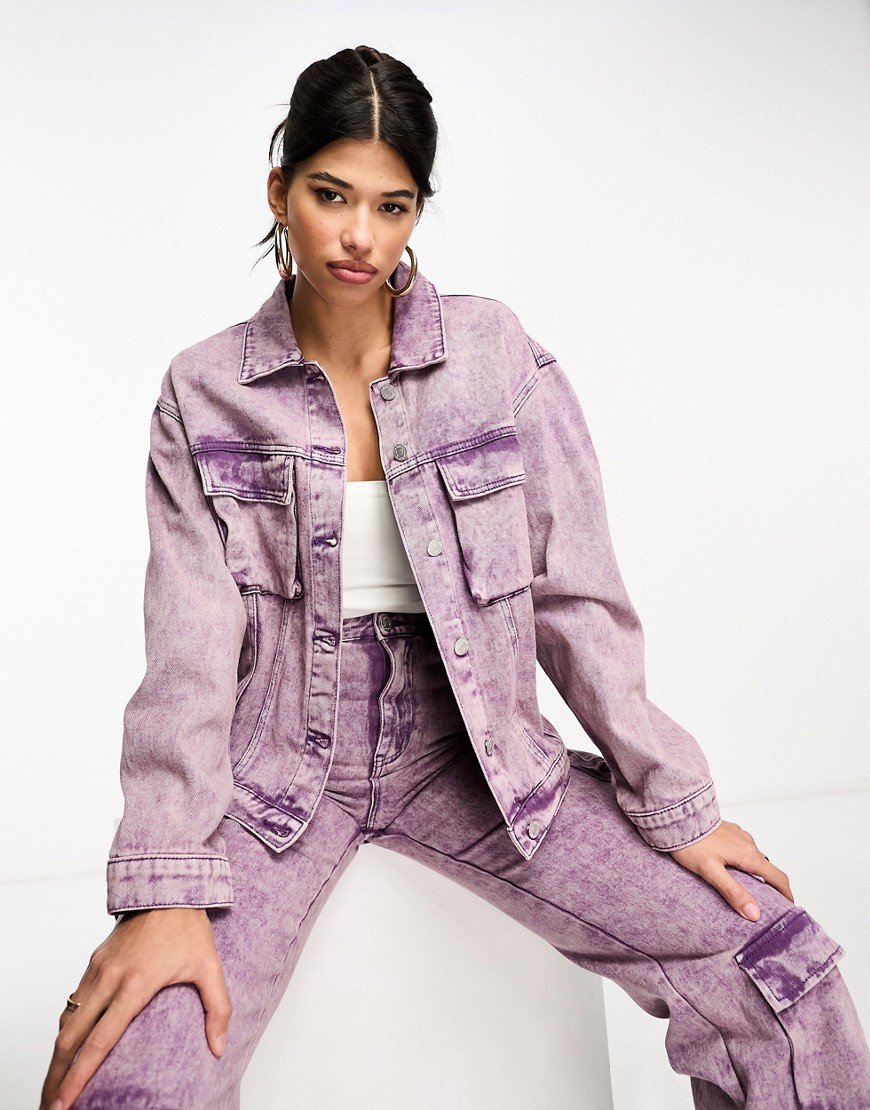 Kyo The Brand denim metallic pocket detail jacket co-ord in lilac-Purple