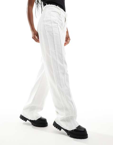 Kyo The Brand extreme frayed mid rise jeans in white - view 1