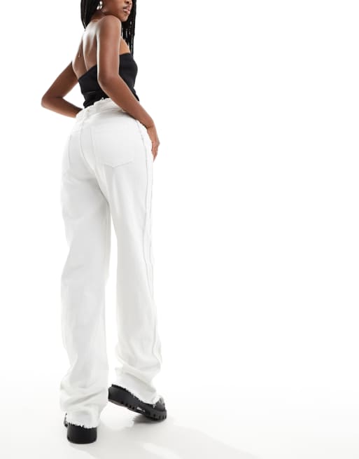 Kyo The Brand extreme frayed mid rise jeans in white, 4 of 5