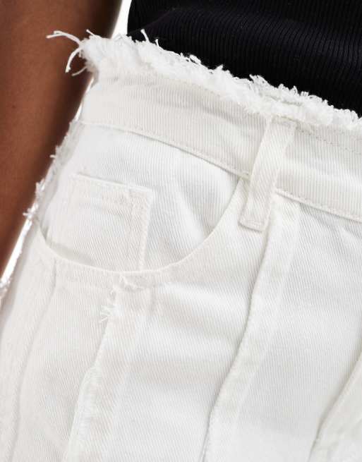 Kyo The Brand - Jean à taille mi-haute avec détails effilochés - Blanc, 3 de 5