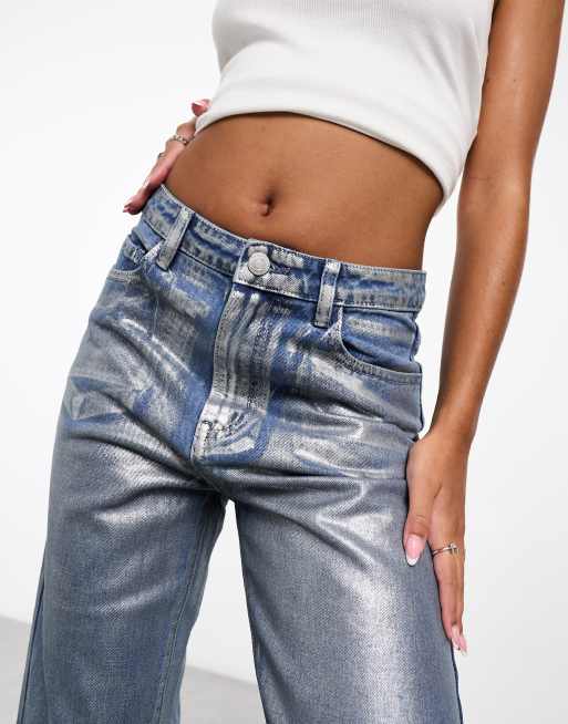 Kyo The Brand - Jeans med vide ben i metallisk blå vask, 4 af 5