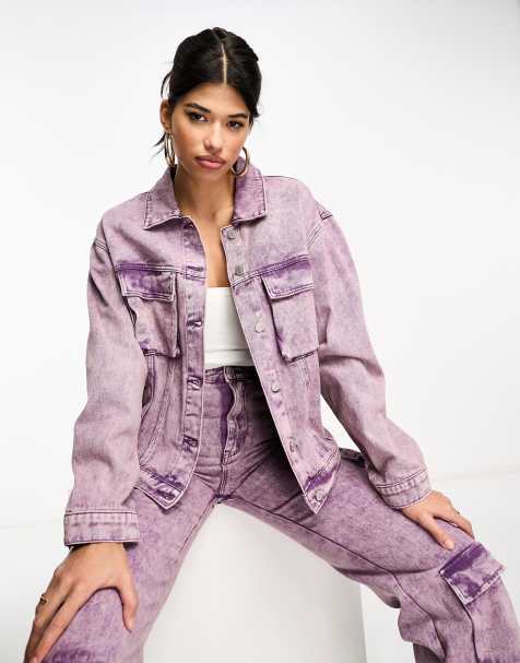 Kyo The Brand – Jeansjacke in Metallic-Flieder mit Taschendetail, Kombiteil - view 1