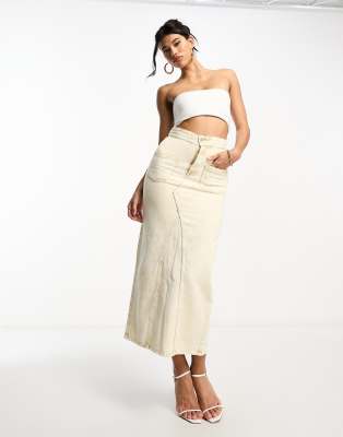 KYO The Brand - Maxi-Jeansrock in verwaschenem Sand, Kombiteil-Neutral